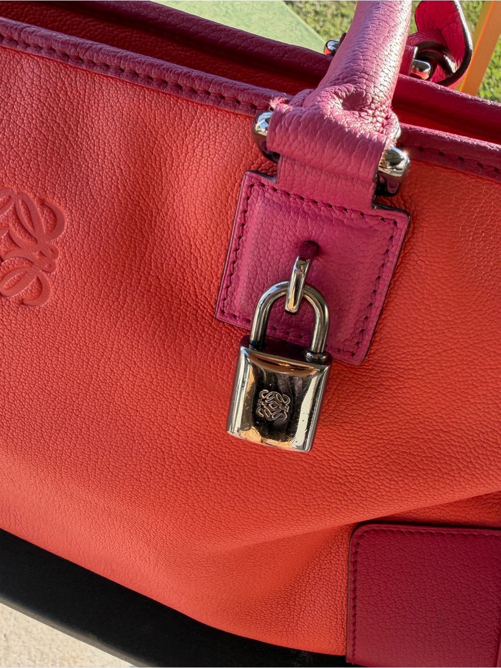 Loewe Two-Tone Pink and Orange Leather Satchel - Picture 3 of 15
